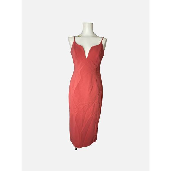 JILL Jill Stuart Sweetheart Fitted V-Neck Midi Dress 6 - Picture 1 of 9